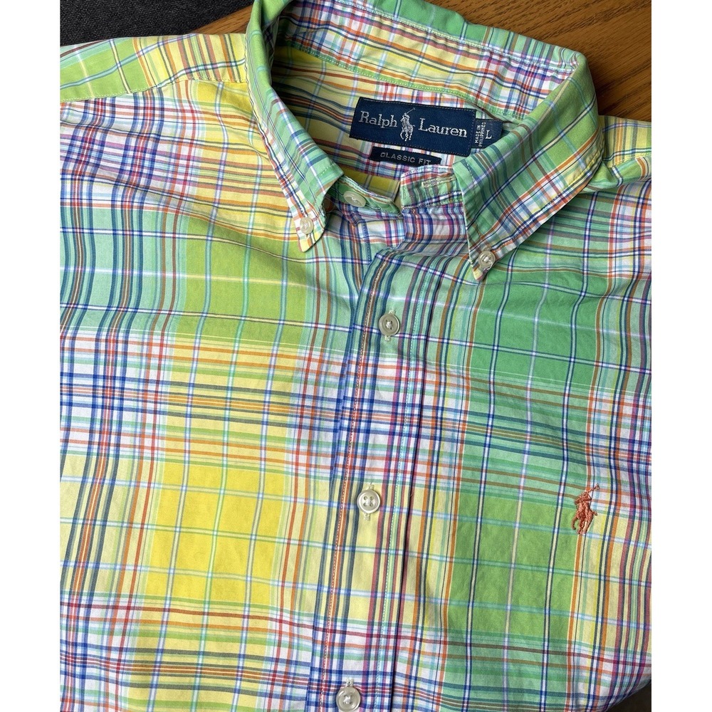 Ralph Lauren Men's L Classic Fit Multicolor Plaid Short Sleeve Button Down Shirt - Picture 2 of 9